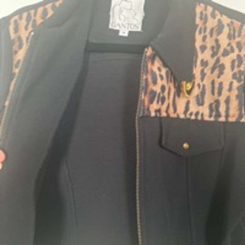 Gantos Vintage Black and Leopard Print Jacket - Size M (Women) - Picture 8 of 8